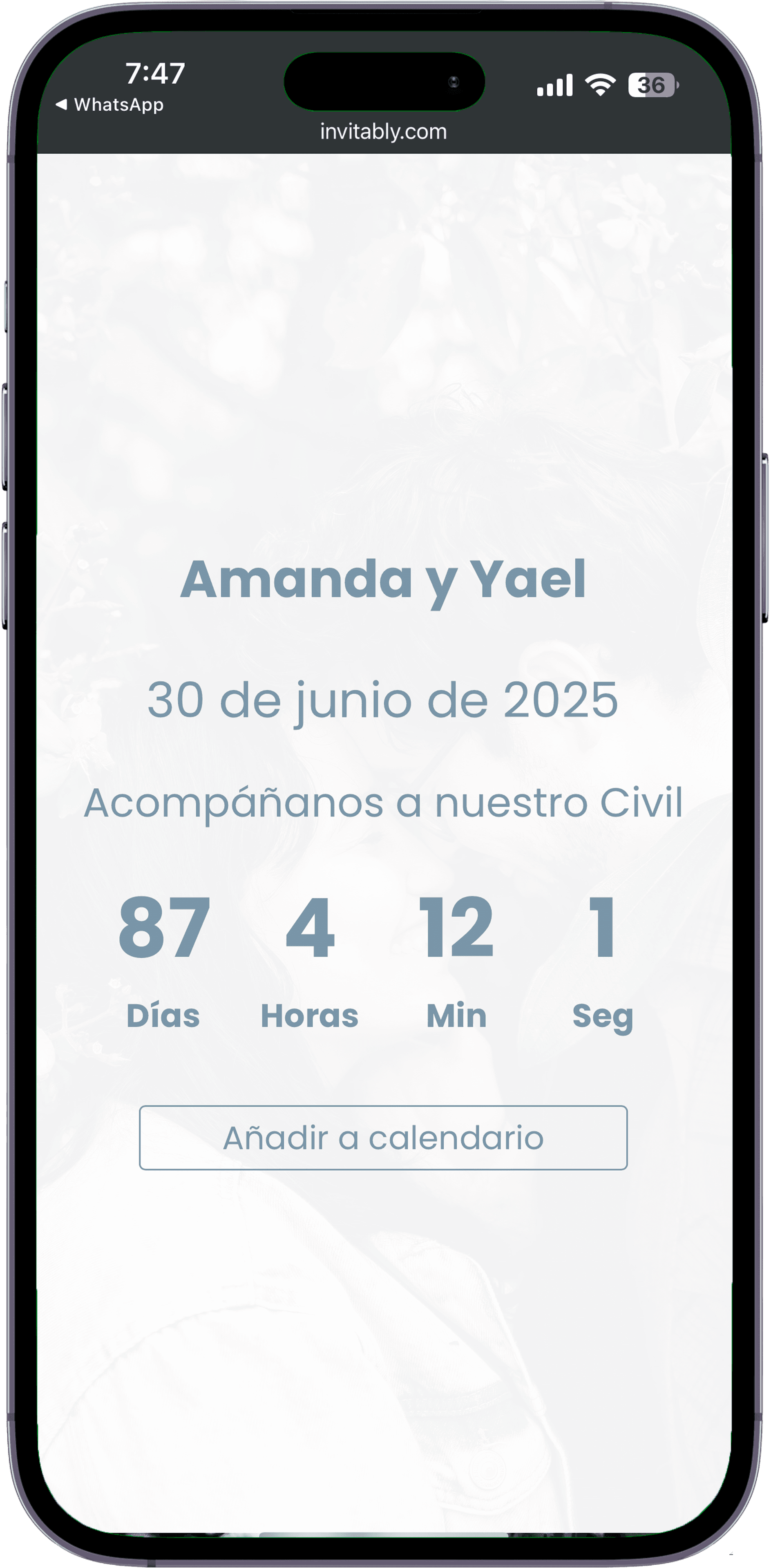 Invitación de boda civil